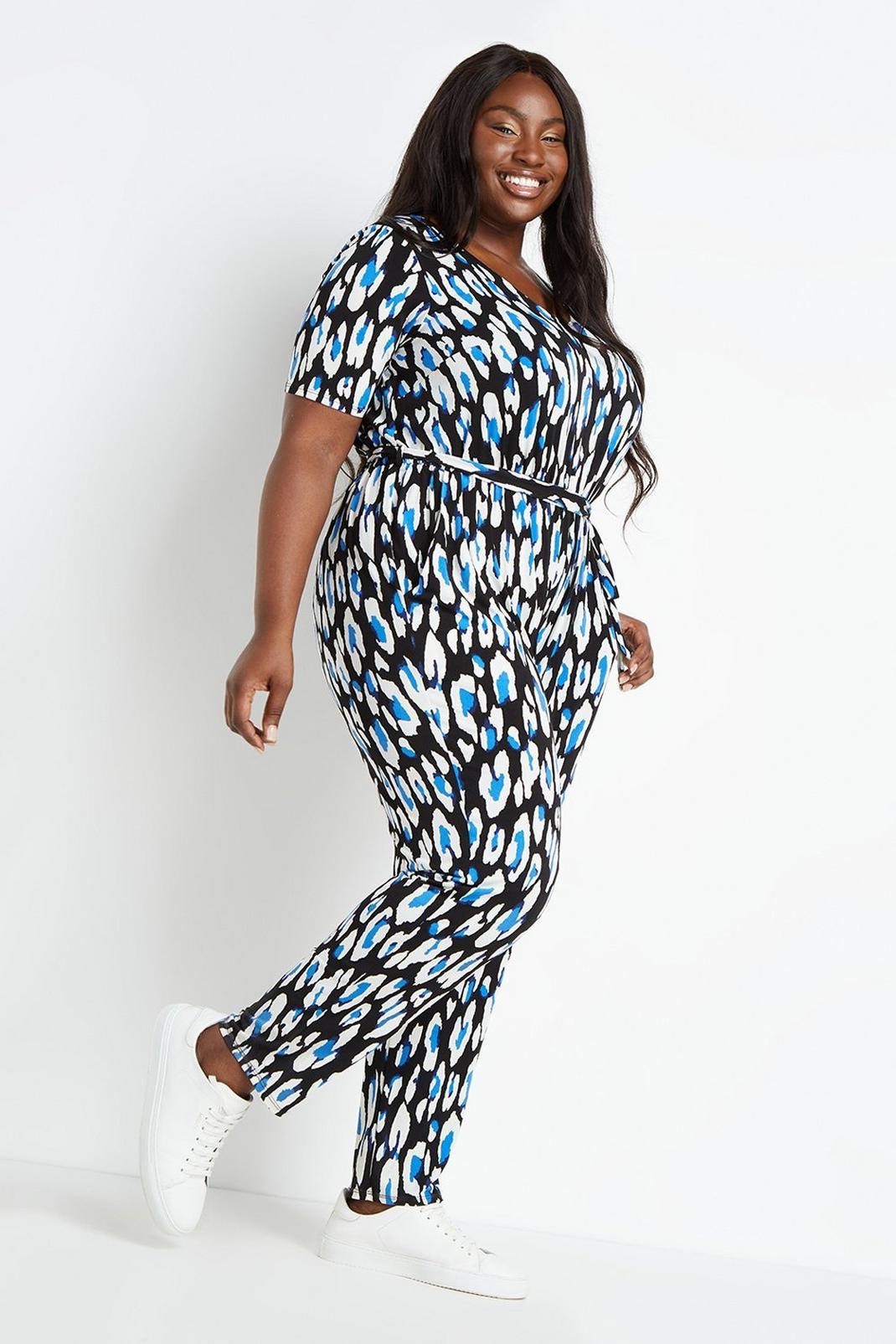 Blue Curve Cobalt Animal Jersey Relaxed Jumpsuit image number 1