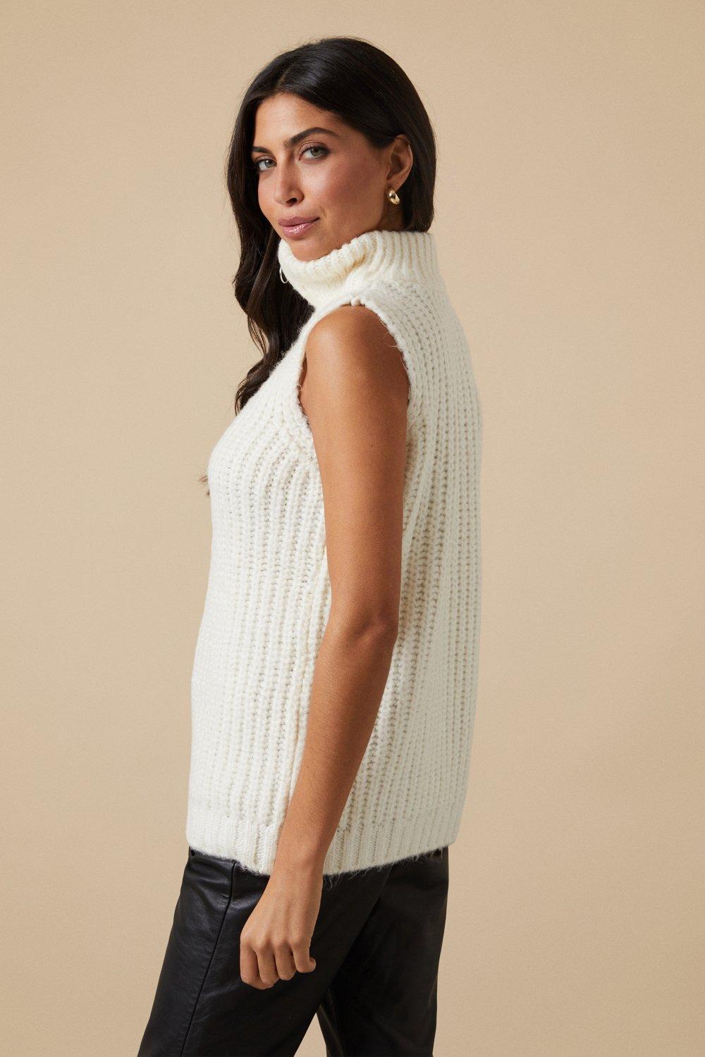 Kelsey Knit High Neck Sleeveless Sweater Vest