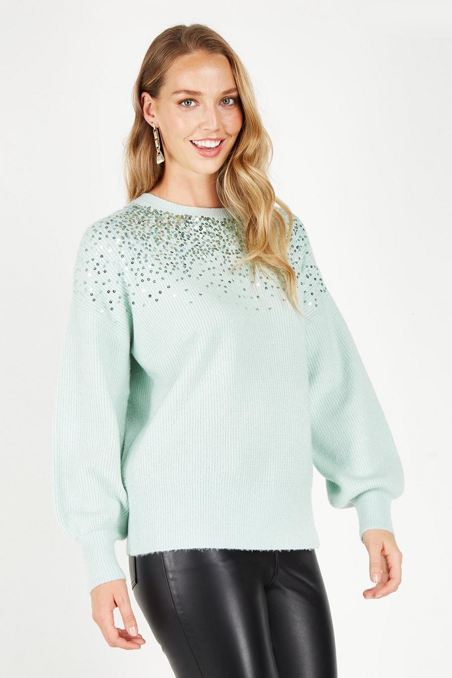 Scatter Sequin Chunky Knit Jumper