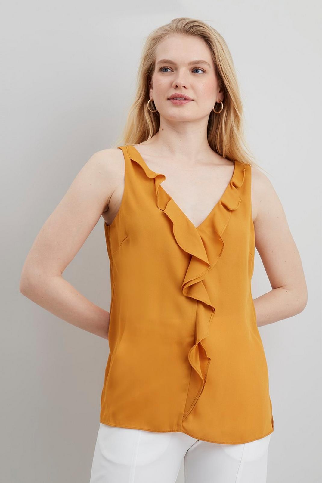 Ochre Petite Ruffle Front Camisole image number 1
