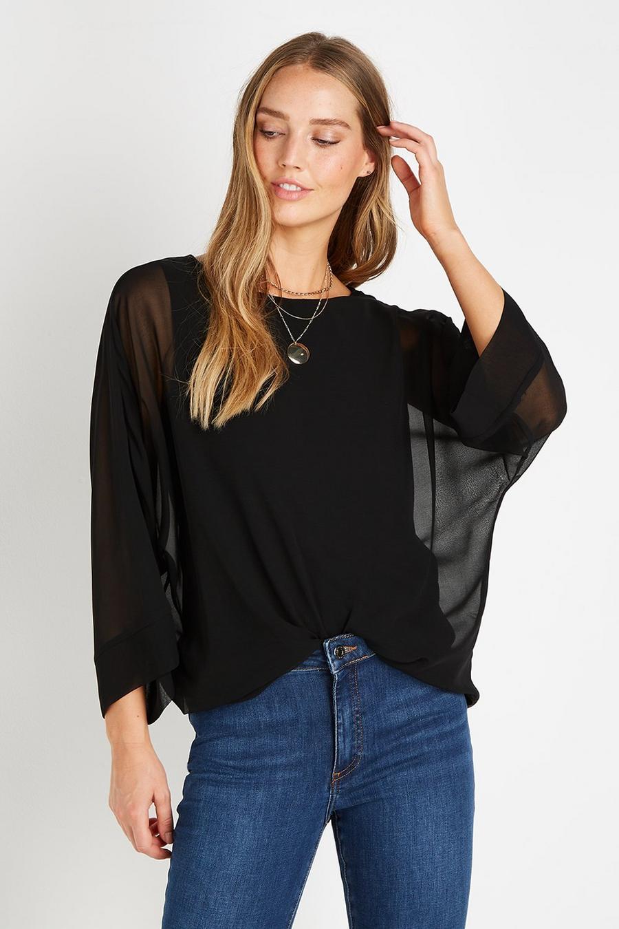 Tall Slash Neck Over-layer Top