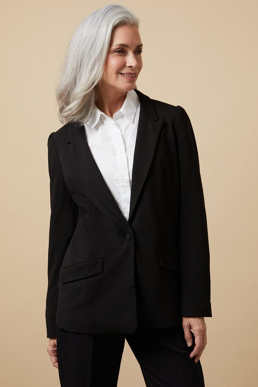Black Stretch Crepe Suit Blazer image number 1