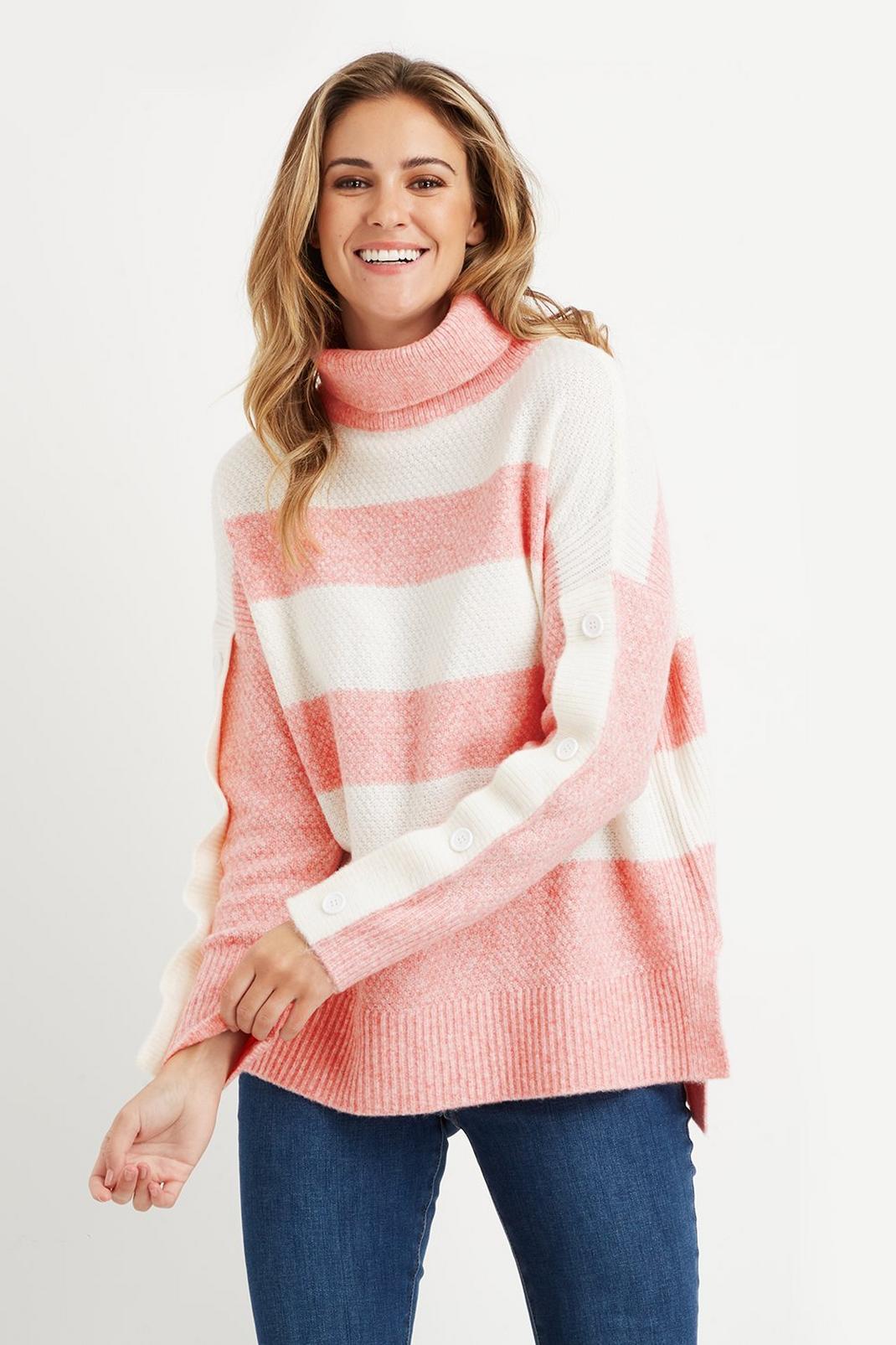 155 Chunky Stripe Button Sleeve Jumper image number 1