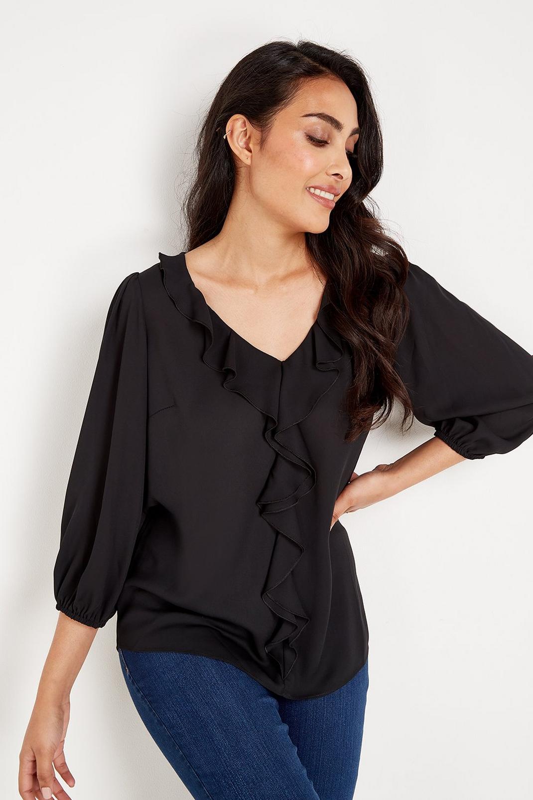 105 Petite Ruffle Front Blouse image number 1