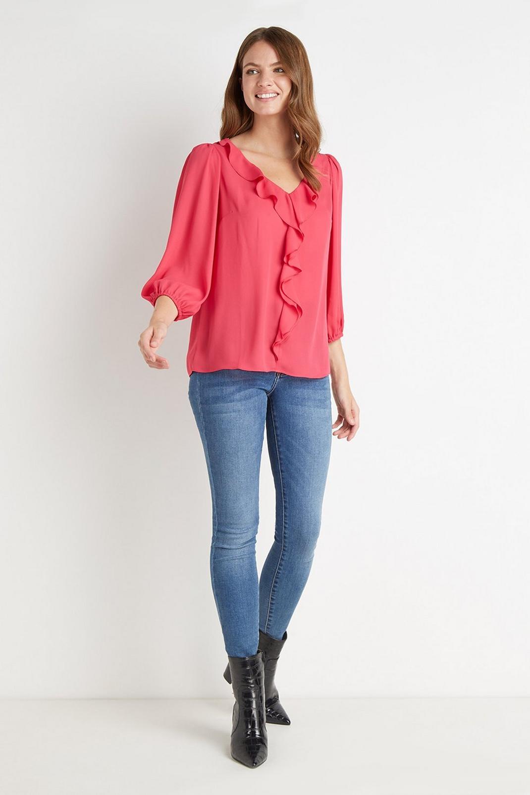 535 Petite Ruffle Front Blouse image number 1