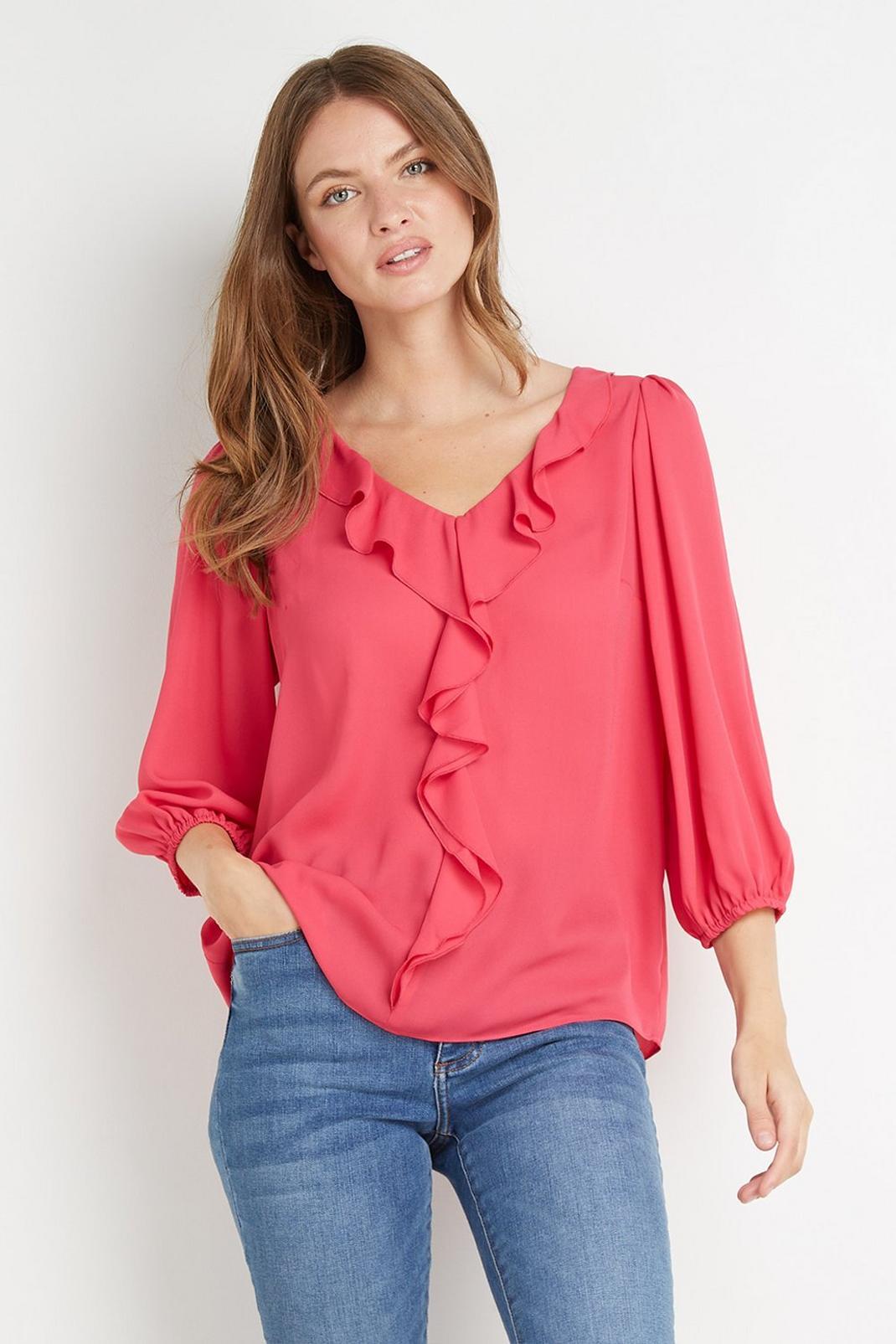 535 Petite Ruffle Front Blouse image number 2