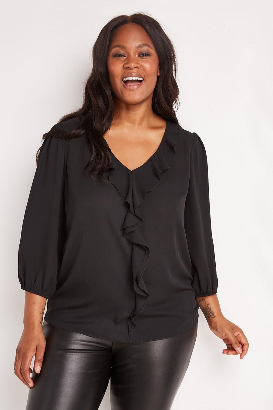 Curve Ruffle Front Blouse