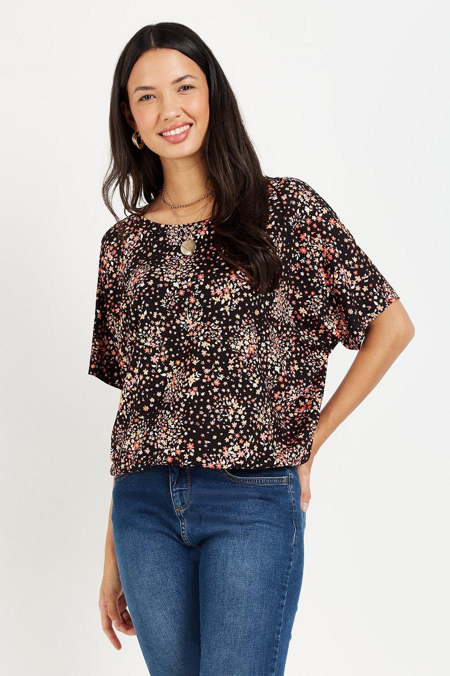 Floral Banded Jersey Top
