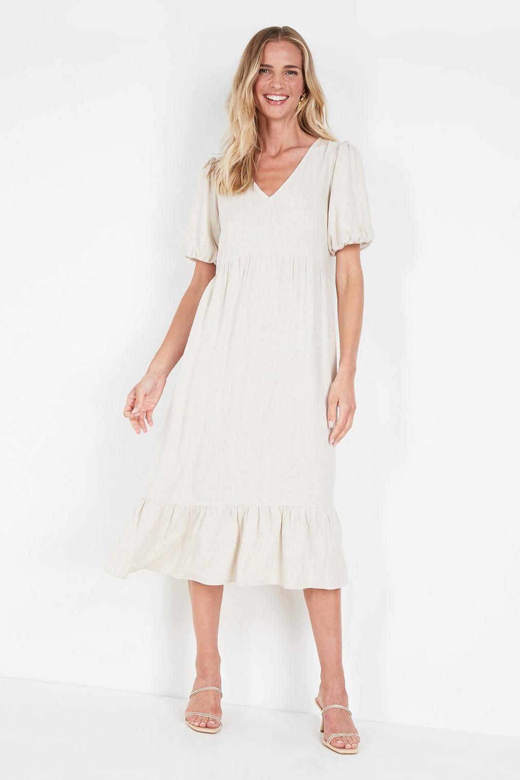 Natural Tall Puff Sleeve Tiered Dress image number 1