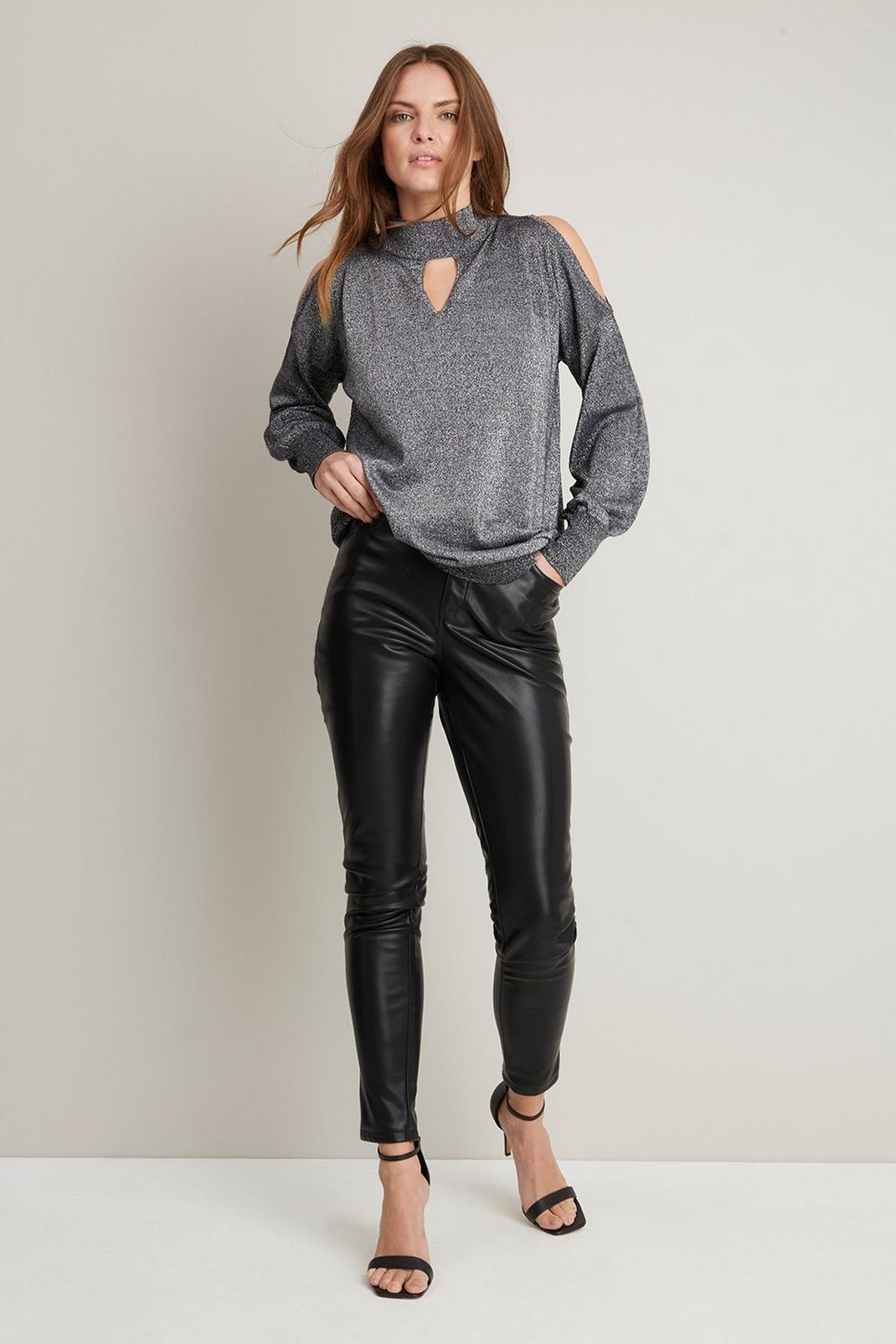 163 Metallic Cut Out Neck Jumper image number 1