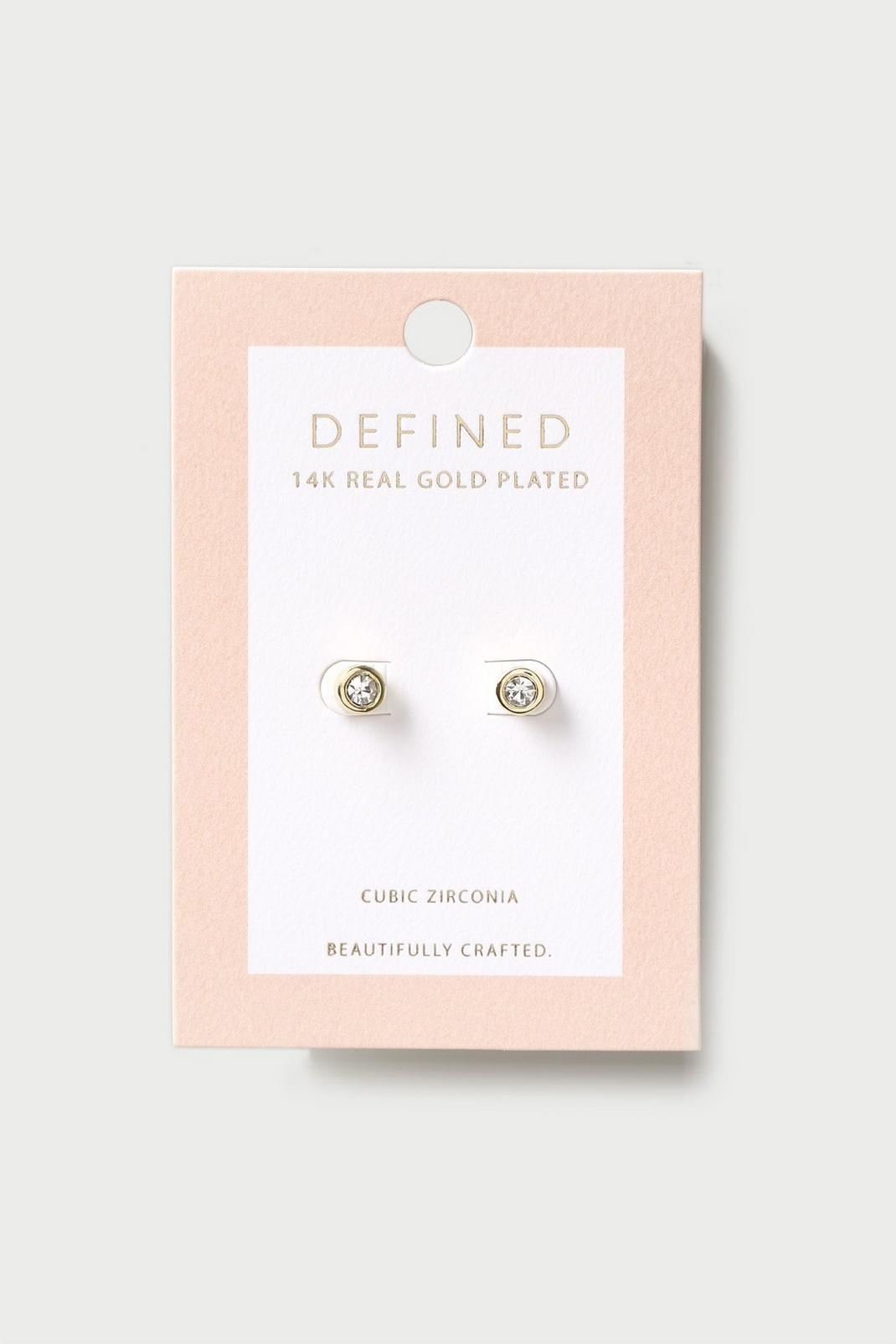 128 Gold Plated Diamonte Studs image number 2