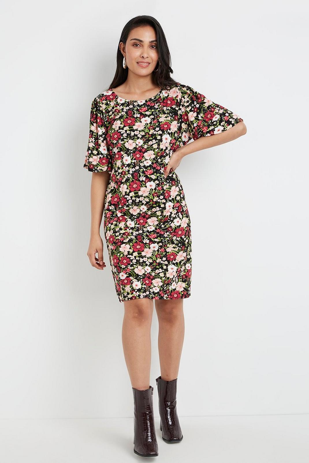 144 Petite Floral Puff Sleeve Shift Dress image number 2