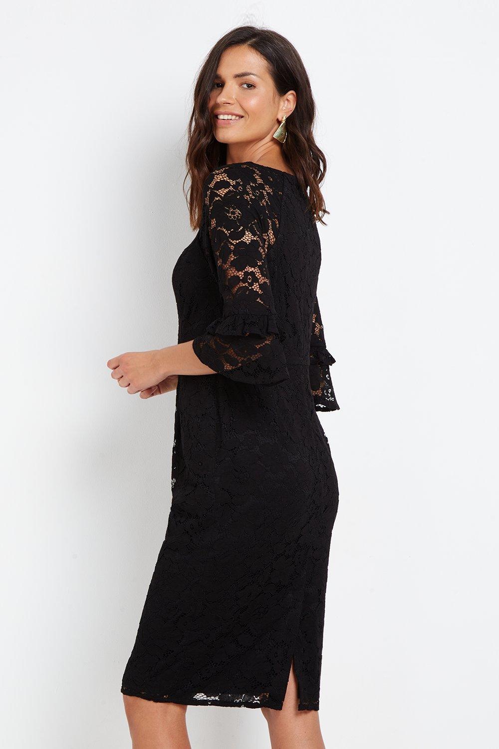 lace flute sleeve dress