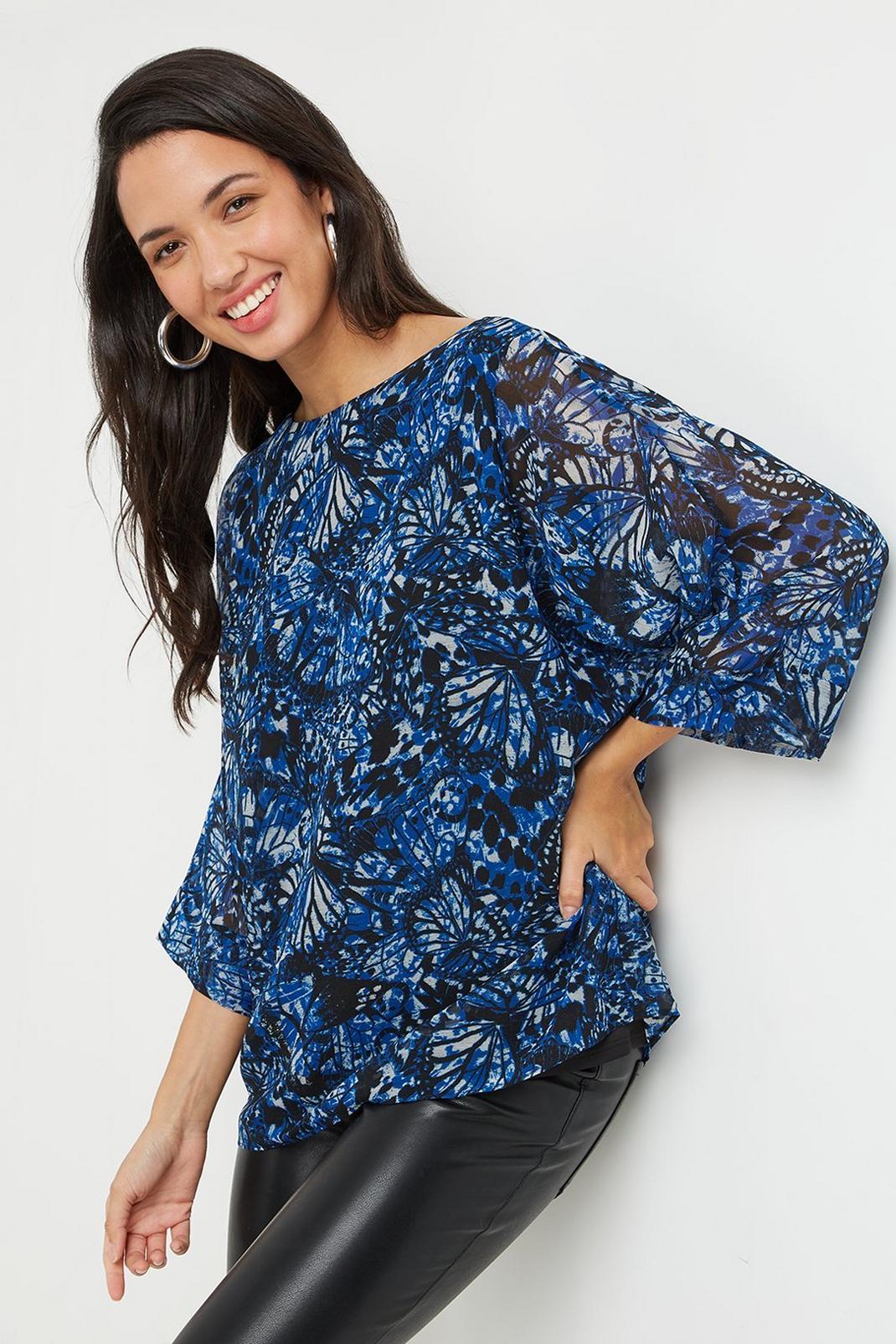 106 Tall Blue Butterfly Overlay Top image number 1