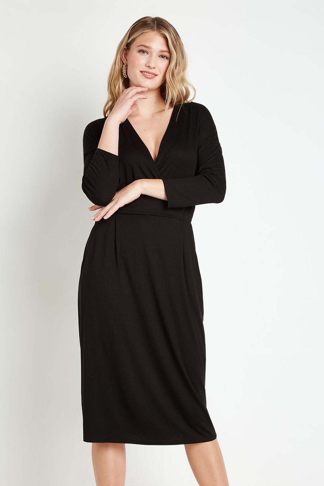 Black Tall Jersey Wrap Dress image number 1