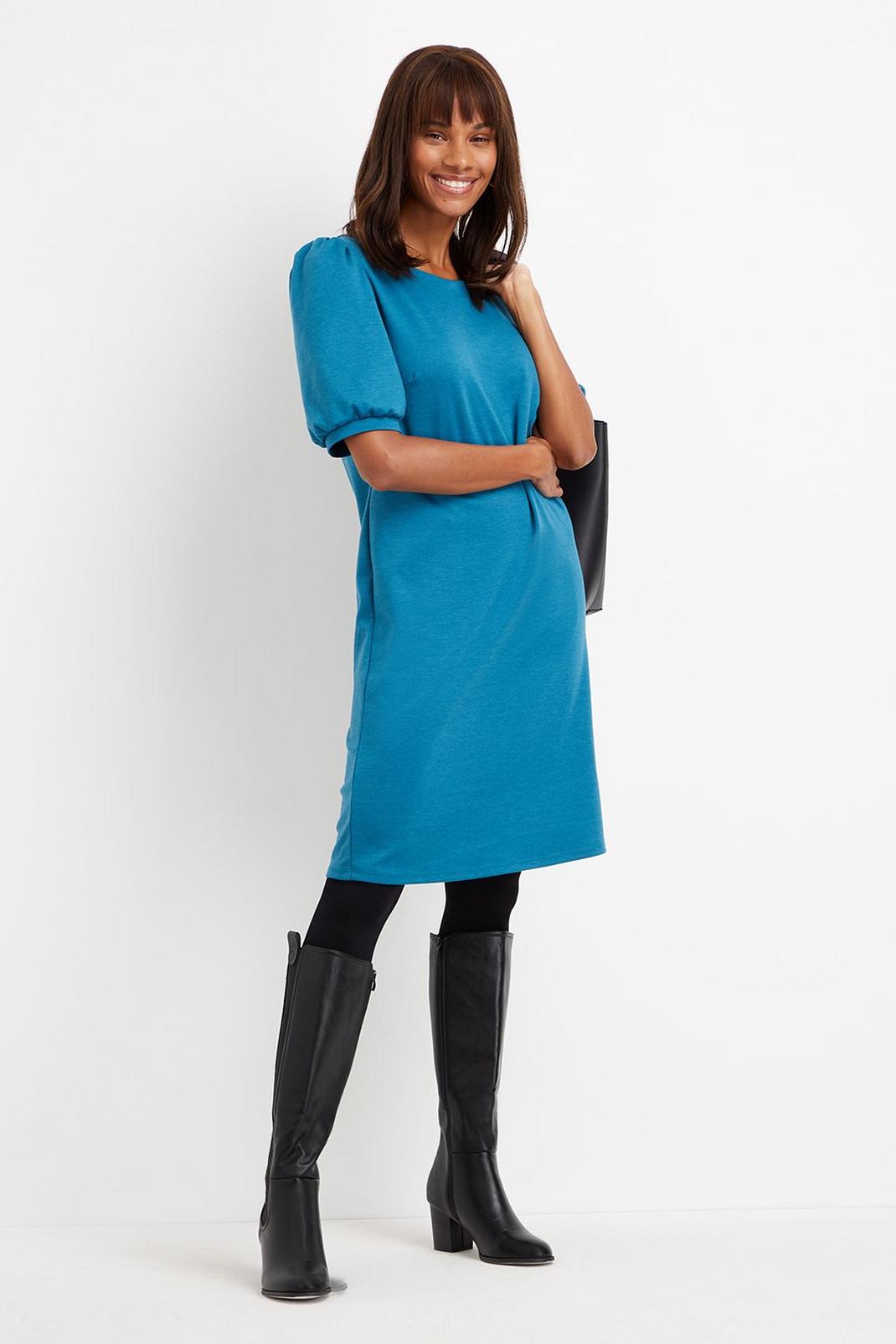 168 Tall Puff Sleeve Ponte Shift Dress image number 2