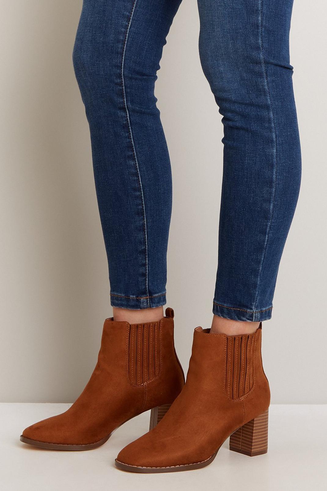 Tan Aaron Stacked Heel Ankle Boot image number 1