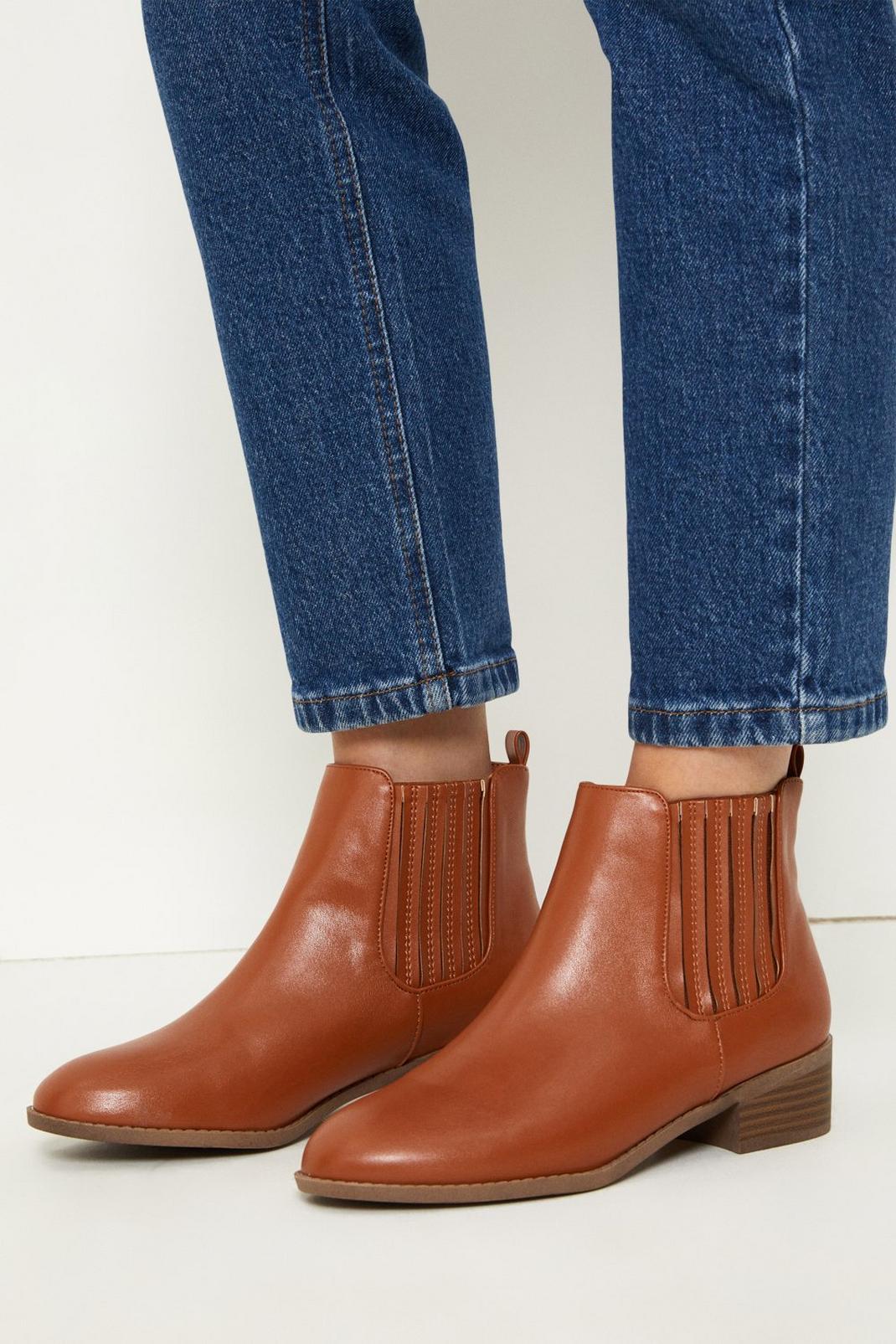 Tan Wide Fit Aida Chelsea Boots image number 1