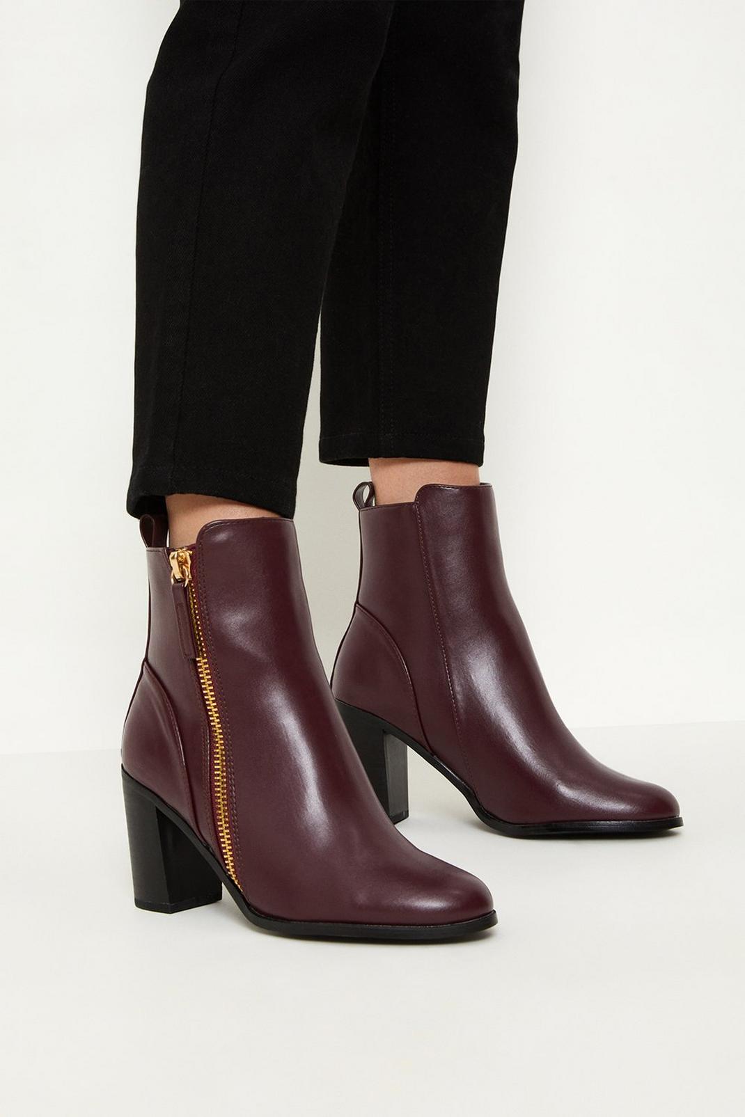 Oxblood Amelia Side Zip Ankle Boots image number 1