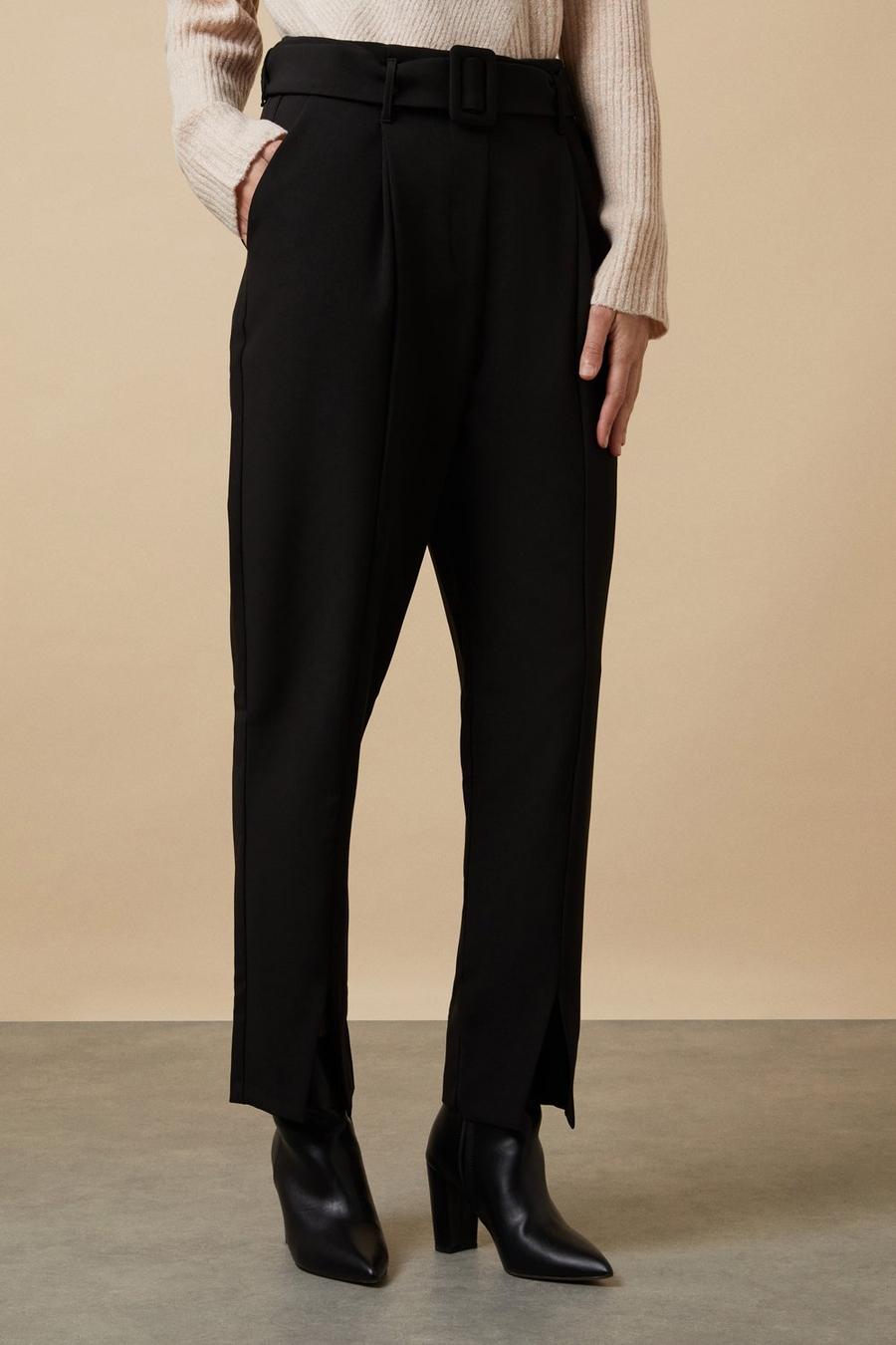 Belted Split Front Trousers