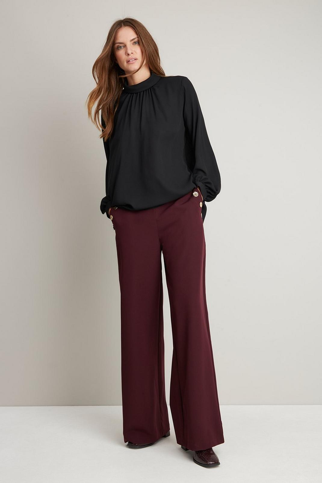 Berry Button Relaxed Wide Leg image number 1