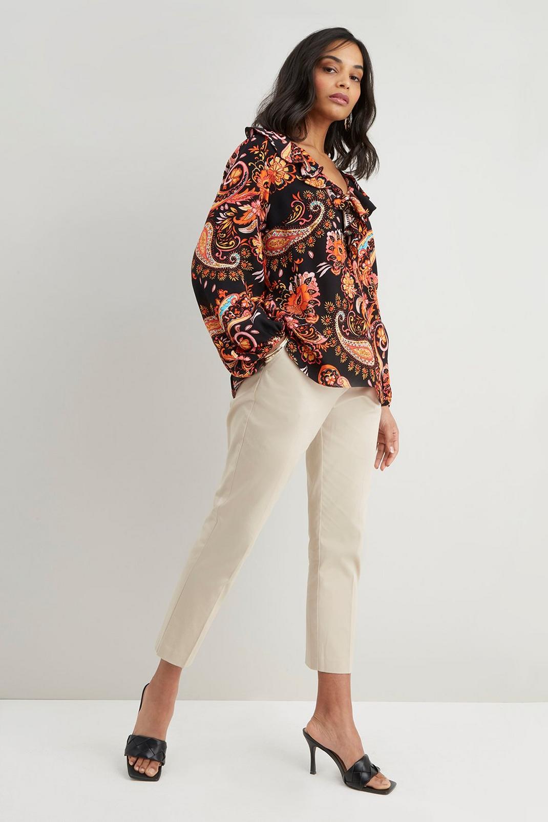 105 Petite Amber Paisley Ruffle Neck Top image number 2