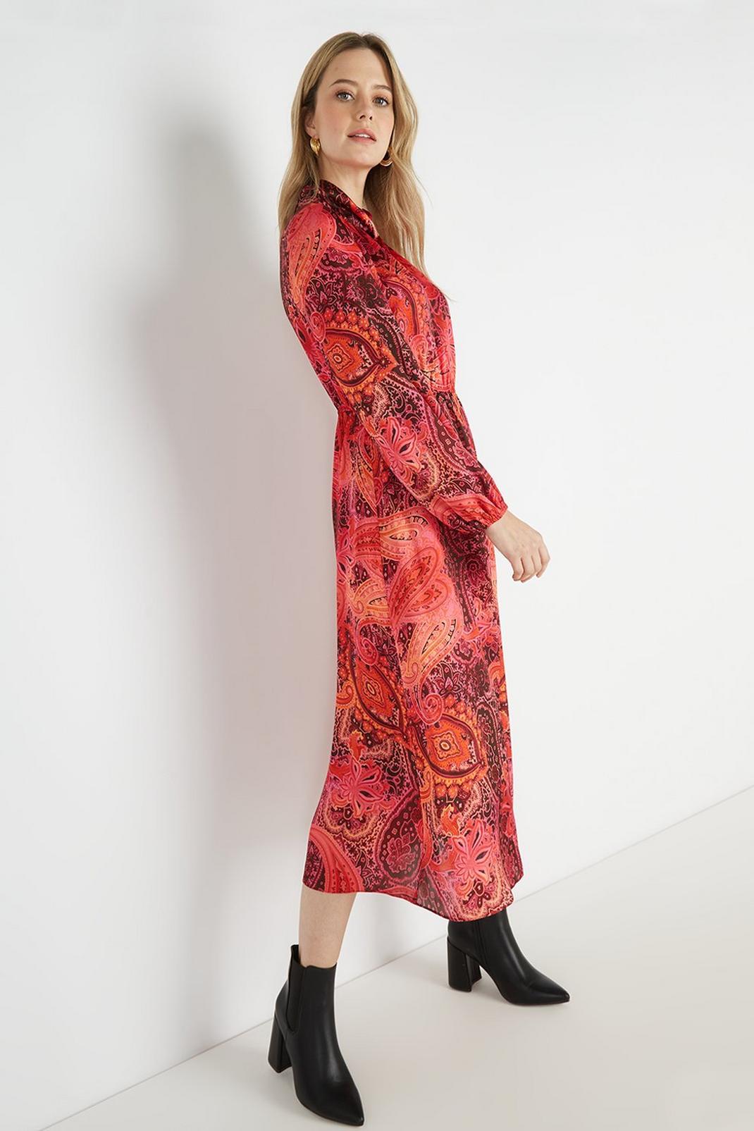 157 Petite Red Paisley Halter Dress image number 2
