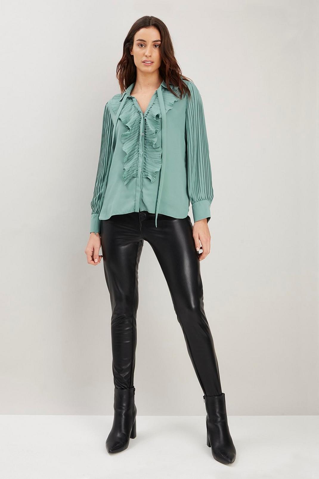 209 Pleat Sleeve Ruffle Front Shirt image number 2