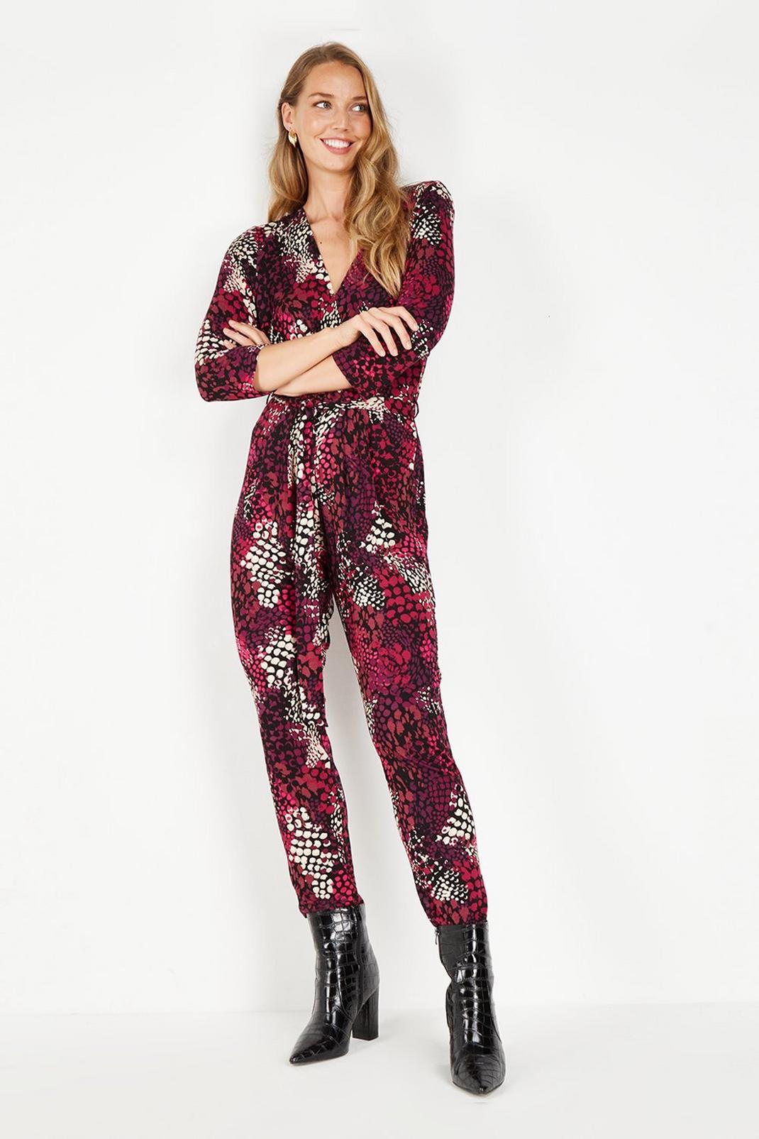 104 Berry Snake Print Jersey Jumpsuit image number 2