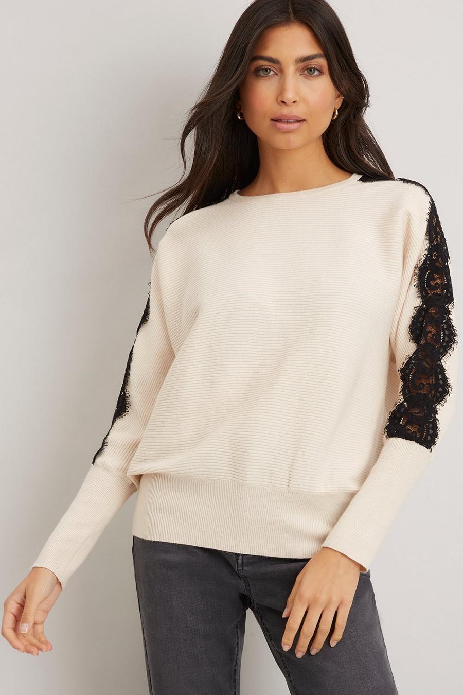 Lace Sleeve Backwing Jumper