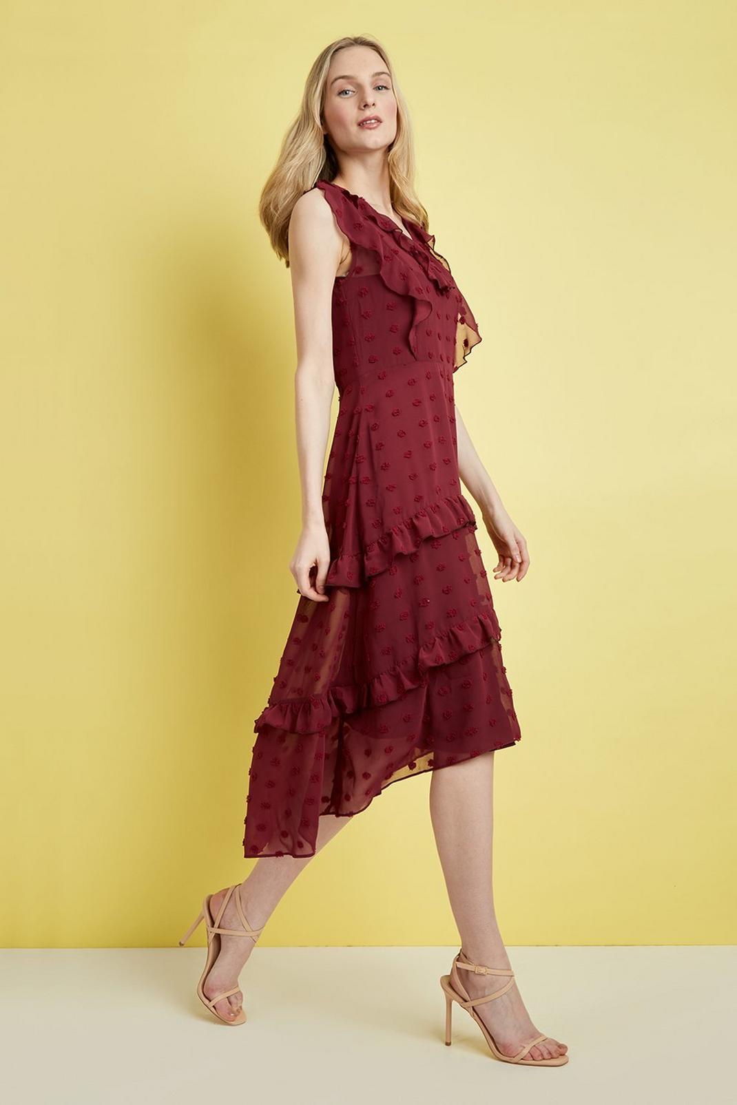 104 Dobby Spot Ruffle Tiered Dress image number 2