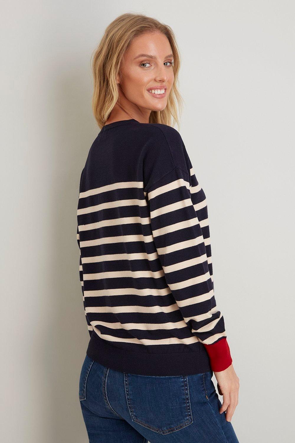 Stripe Contrast Cuff Jumper | Wallis EU