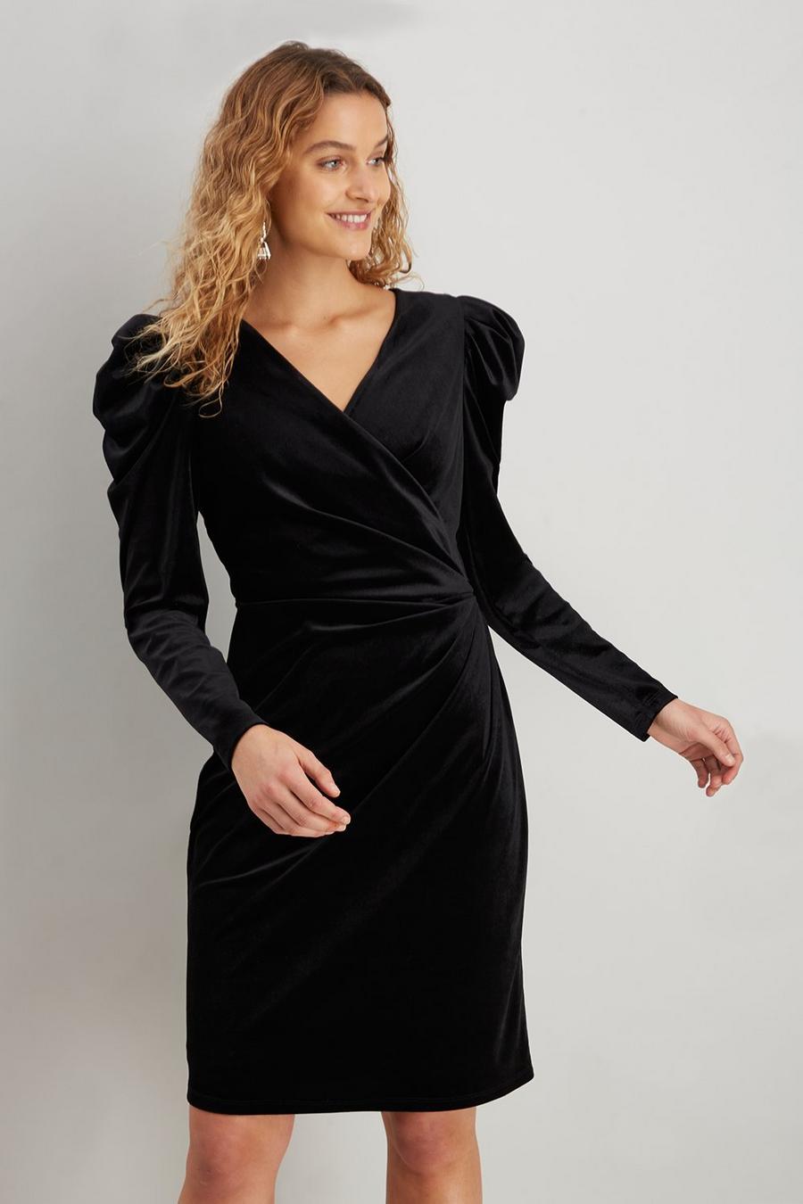 Black Velvet Wrap Dress