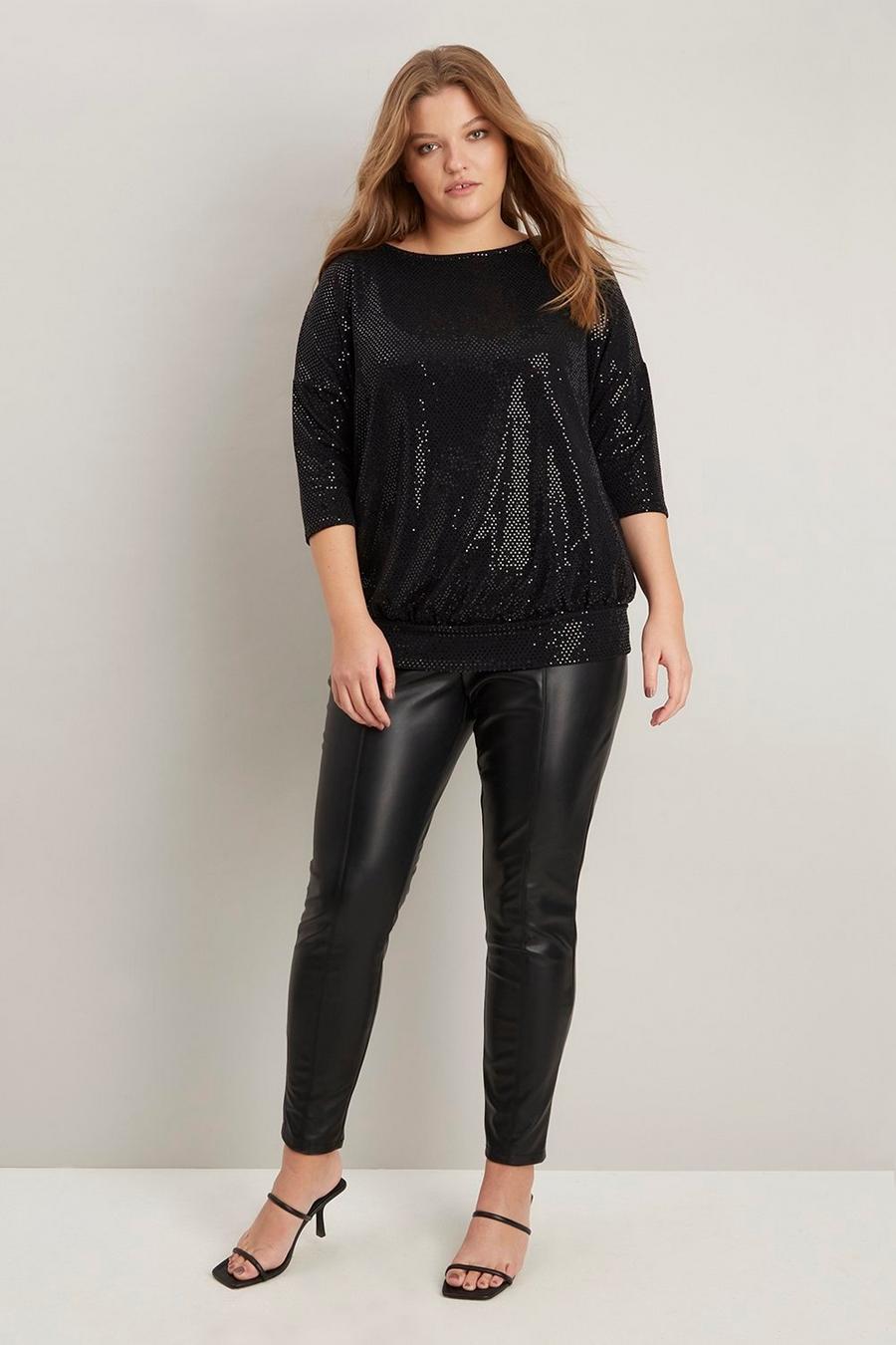 Curve Sequin Banded Top