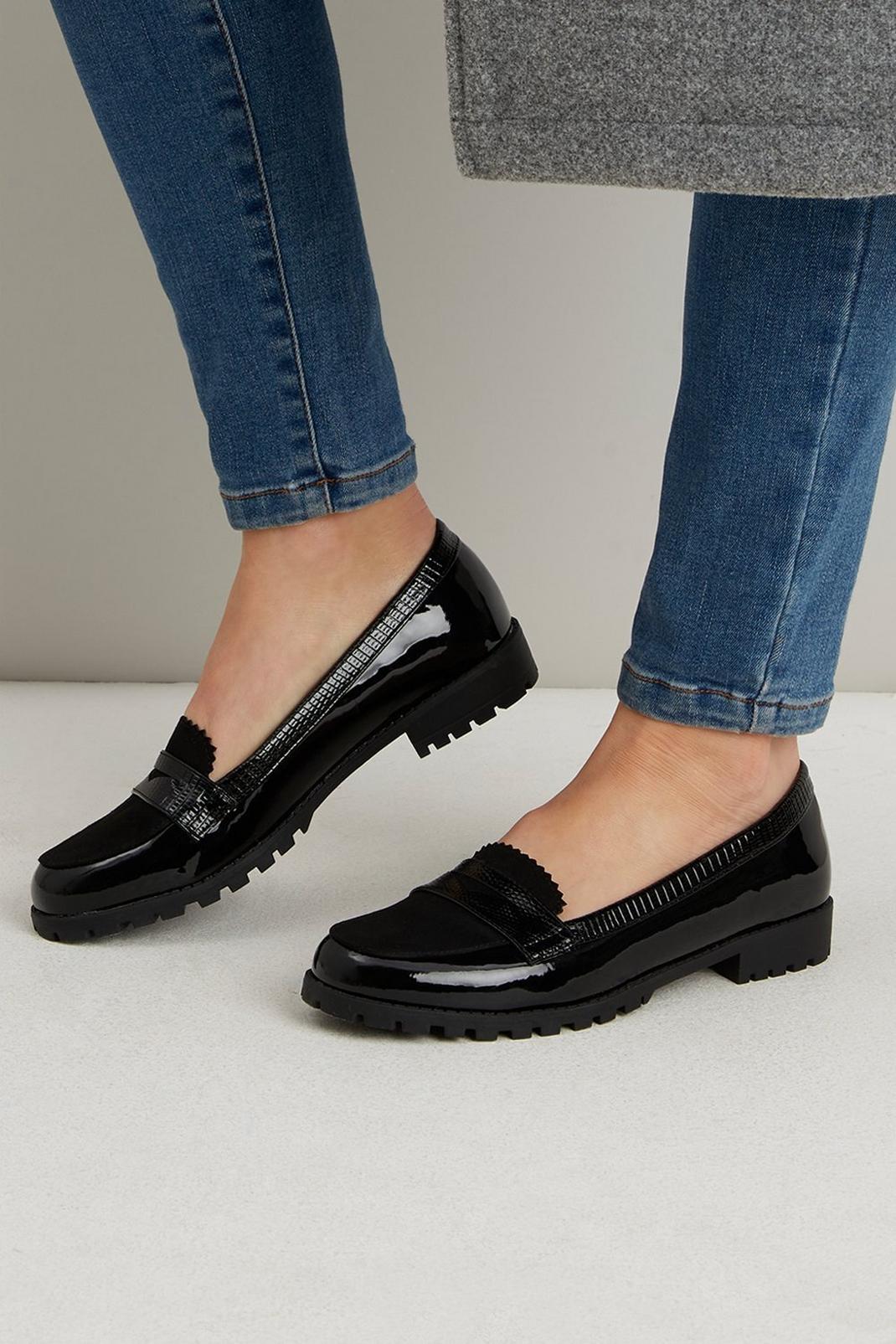Black Wide Fit Piper Loafers image number 1
