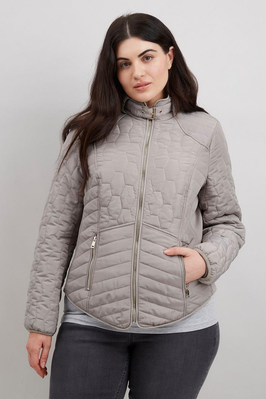Curve Quilted Zip Front Jacket