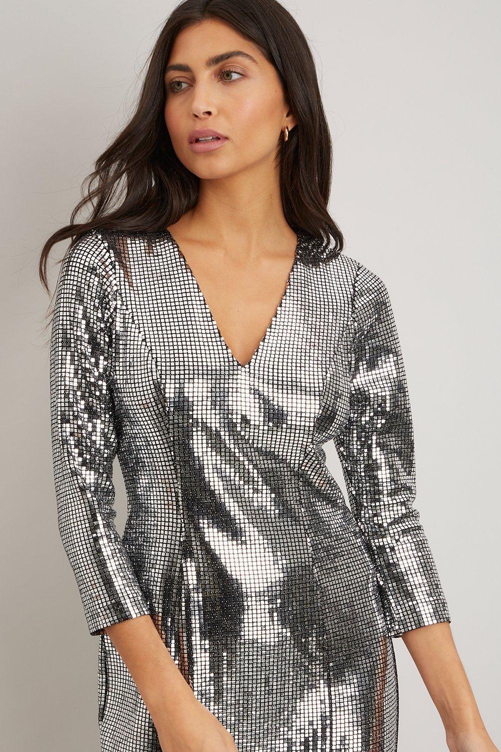 Me Silver Mirror Sequin Dress