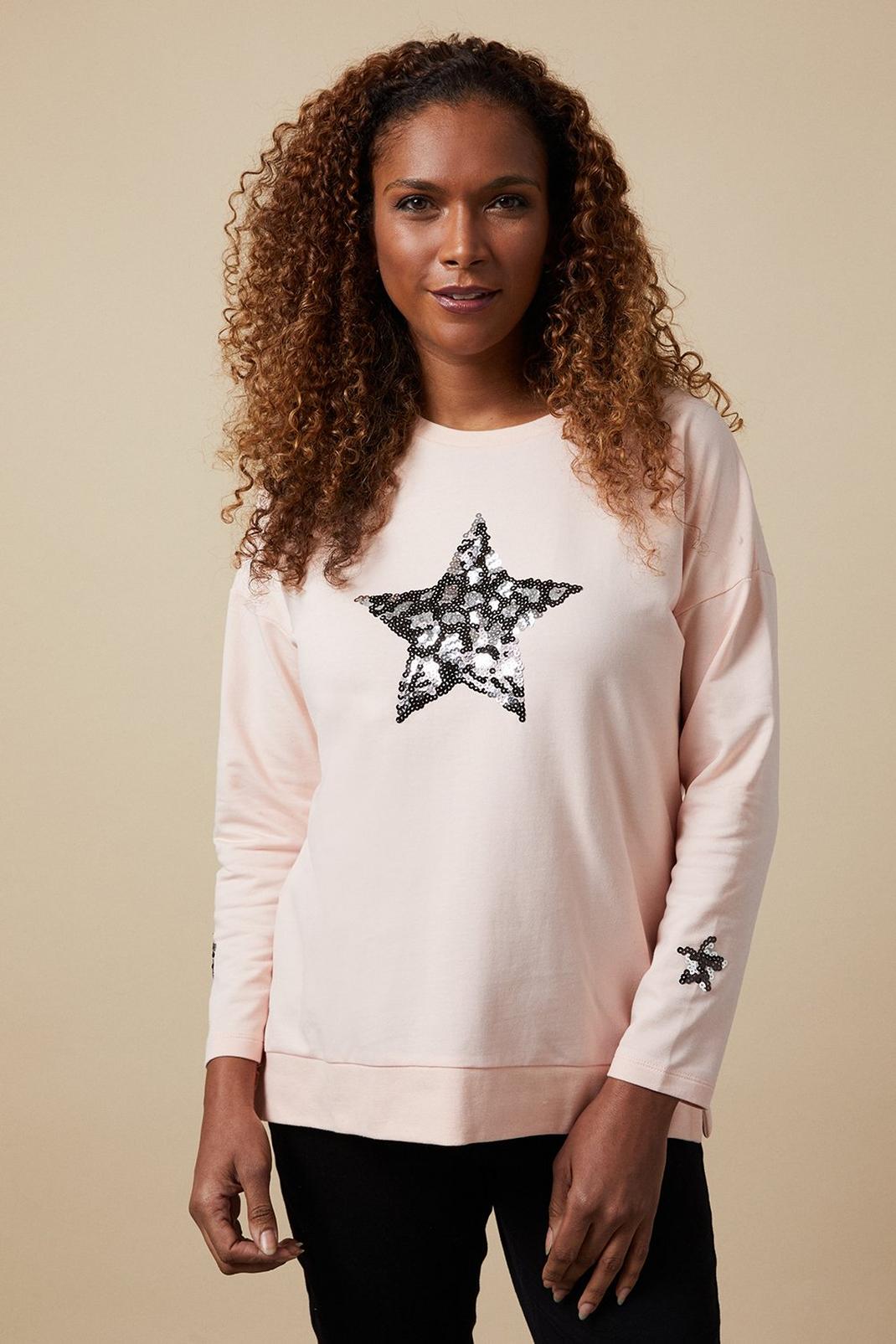 Blush Sequin Star Sweatshirt image number 1
