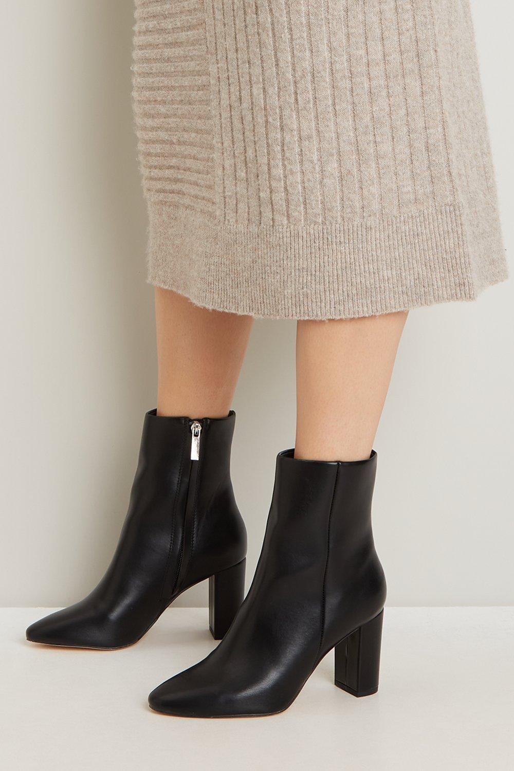 block heel pointed toe booties
