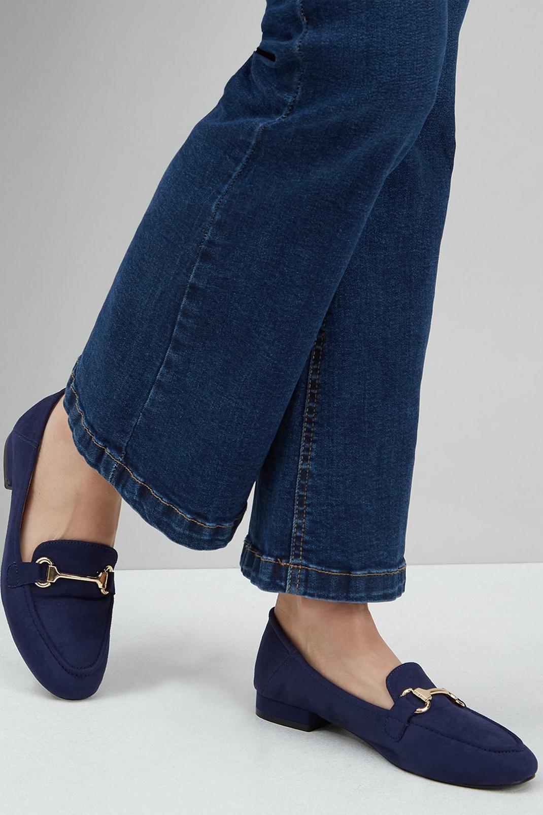 Navy Laura Snaffle Detail Loafers image number 1