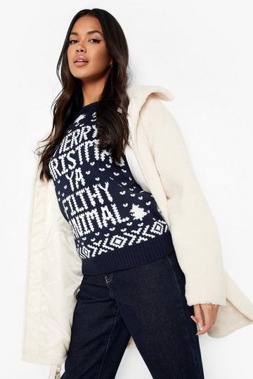 Navy Filthy Animal Christmas Sweater