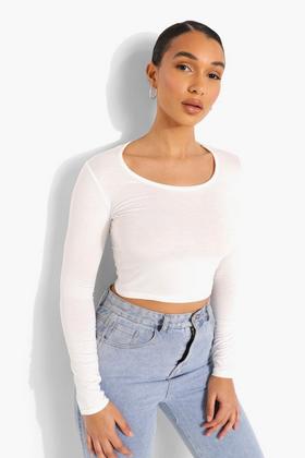 Recycled Side Ruched Long Sleeve Crop Top