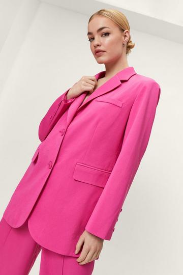 Oversized Twill Single Breasted Blazer hot pink