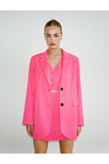 Oversized Twill Single Breasted Blazer pink