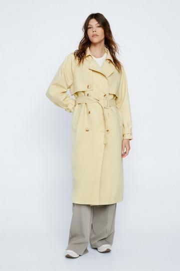 Yellow Twill Double Breasted Trench Coat