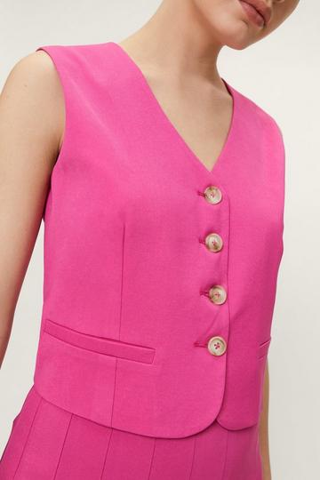 Tailored Cropped Single Breasted Suit Vest pink
