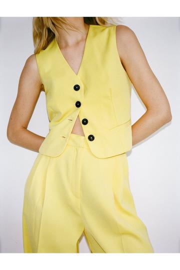 Yellow Tailored Cropped Single Breasted Suit Vest