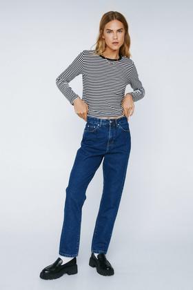 Women's Plus Seam Front Split Hem Relaxed Jeans