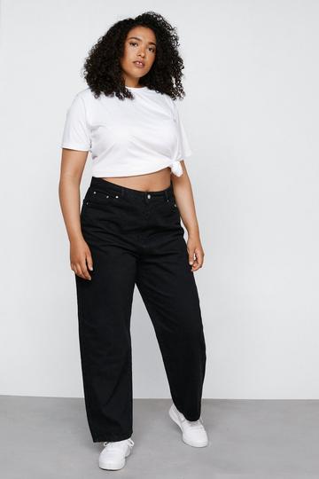 Black Plus Size High Waisted Denim Mom Jeans