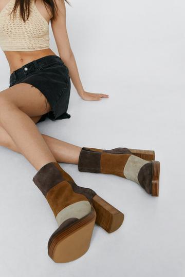 Tan Brown Suede Platform Ankle Boots